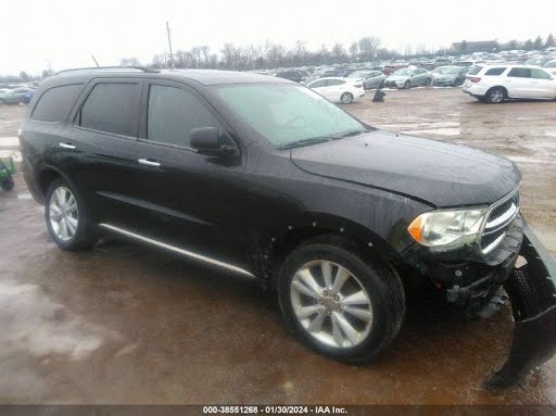 2013 - DODGE DURANGO - Used - Headlight Assembly - Citadel (VIN E, 7th digit), (HID low beam with halogen high beam), RH, chrome bezel